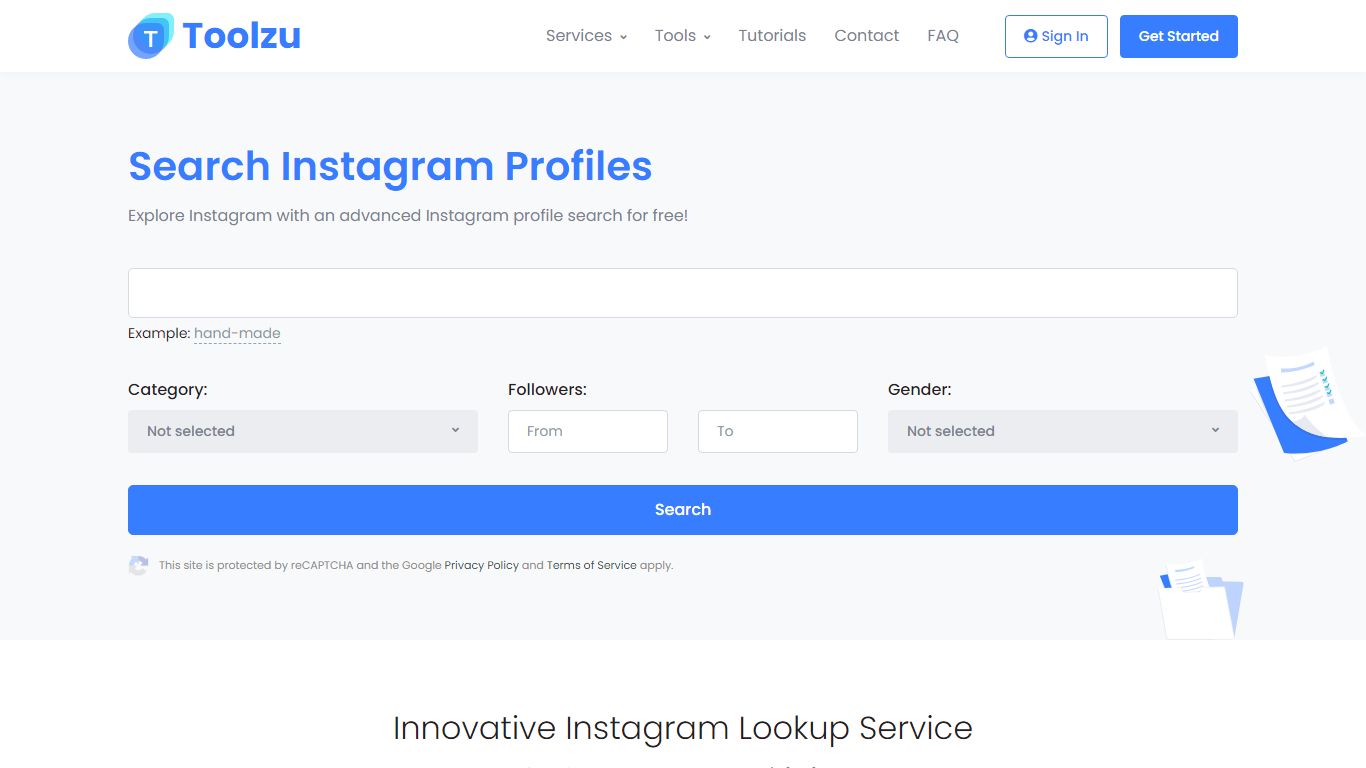 Free Search Instagram Profiles - ToolZu